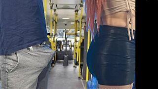 redhead student groped by stranger on public bus in miniskirt