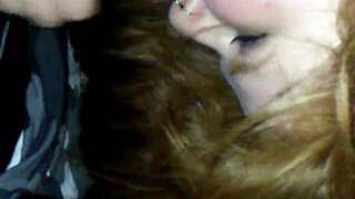 busty ginger chubby babe slurps massive black cock deep