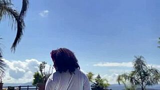 chubby ebony curves fart wildly poolside shaking her fat ass