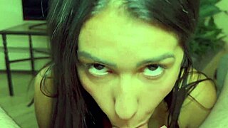 Big tits Brazilian amateur slurps this monster dick deep 😍🍆💦