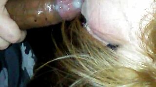 busty ginger chubby babe slurps massive black cock deep