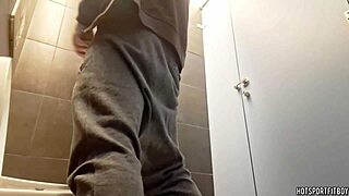 sexy muscle guy jerks monster cock in public bathroom 🚽💦