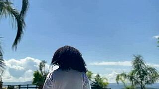 chubby ebony curves fart wildly poolside shaking her fat ass