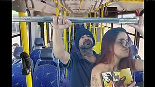 redhead student groped by stranger on public bus in miniskirt