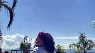 chubby ebony curves fart wildly poolside shaking her fat ass