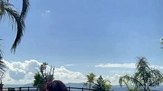 chubby ebony curves fart wildly poolside shaking her fat ass