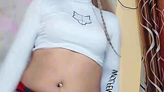 hot white trans chick strokes fat cock hard