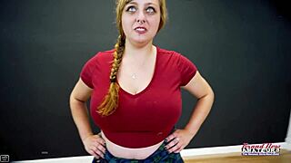 blue eyed blonde gwen's shaved pussy pounded deep before swallowing load