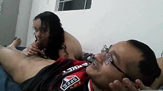 Safada Latina Sucks Cock Deep, Devours Pussy, Barely Avoids Creampie