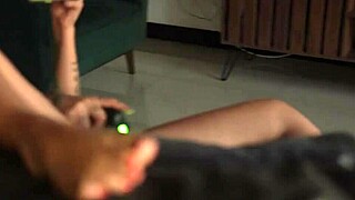 Beautiful ebony brittany taylor catches best friend jerking off leading to hot interracial sex