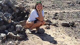 risky public teen 18+ pisses then blows boyfriend on camping trip