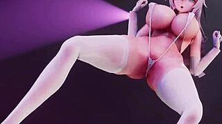 Bitch knight shakes big tits in mmd dance