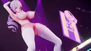 Bitch knight shakes big tits in mmd dance