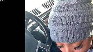 Ebony Snowboarder Chokes on Big Black Cock in Street Blowjob Action