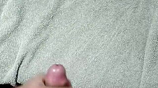 skinny girl moans loud while masturbating to massive solo cumshot