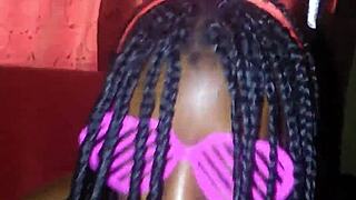 Ebony Teen's Sloppy Deepthroat Facial for Valentine's Huge Cumshot