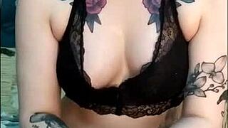 Stunning babe edges friend's cock to explosive cumshot!