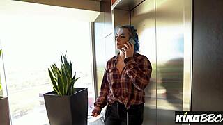 blue haired xoe grim gags on bbc from louie at kingbbc!