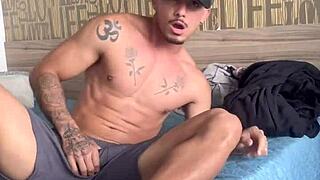 Brazilian bodybuilder teen pornstar masturbates sensually with tasty milk