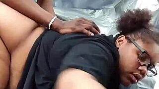 i'm that nerdy ebony with fat ass moaning outside as big cock pounds me