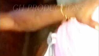 ghetto slut's pussy and asshole get stretched wide eaten out then bent over for rough pounding and ass cumshot