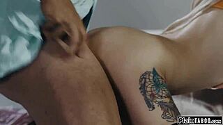 Wife Crashes Husband's Cheating Fuck With Petite Shaved Waitress Threesome