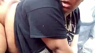 i'm that nerdy ebony with fat ass moaning outside as big cock pounds me