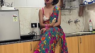 indian stepmom in kitchen, horny dirty hindi talk roleplay gonna make you cum?