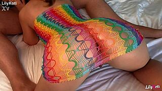 horny gf with huge natural tits in fishnets sucks cock rough pov homemade tape!