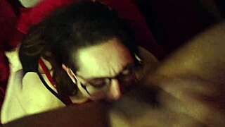 i'm so horny licking this sexy brunette's ass deepthroating her monster cock before she fucks my shaved pussy hard