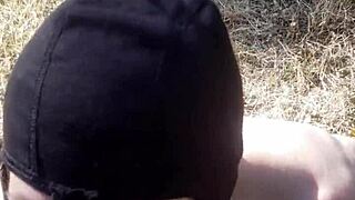 Bound French Slave Maid Dressed for Outdoor BDSM Training Exhibition