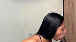 Cute Brunette Gives Stepbro Sloppy Blowjob!