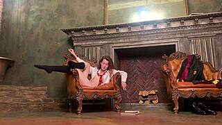 nude redhead petite cosplay backstage costumes tease