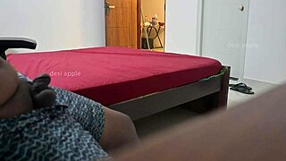 Flashing hard cock to sexy Indian maid Poornima handjob tease.