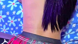 i get home my submissive latina gf dressed slutty schoolgirl bends for toys!