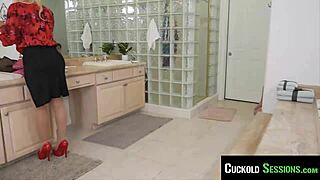 brittany andrews owns her cuckold while two cocks fill every hole in wild 3some