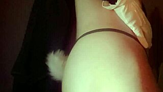 Amateur Bunny Boy Femboy Twink Bounces Cute Shemale Cock in Homemade Cosplay Solo