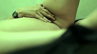 Busty Asian girl fingers self in silk satin robe