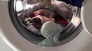 She washes body before intimate toy fisting play