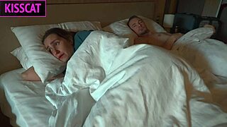 step mom shares tight hotel bed step son cums on juicy ass