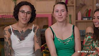 lesbians tease each other with naughty toys