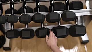 bound gym maid teen milf squirms as monster cock stretches her tight holes