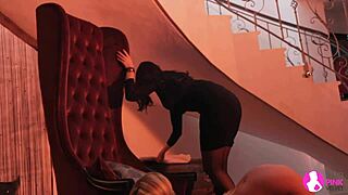 Nasty posh babe dominatrix licks hard!