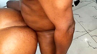 BBW fat ass bent over stairs BBC doggy
