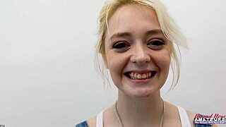 Busty cutie Annie Archer deepthroats then rides big cock pov style