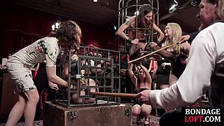 master binds tattooed subs in leather stockings then toys their asses in intense group bdsm session