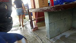 Wife leaves, maid grabs my cock