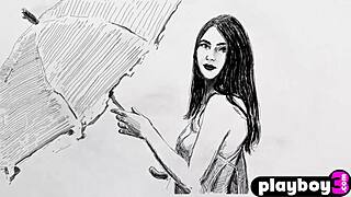 Petite Brunette MILF Strips Lingerie Exposing Small Tits Outdoors