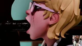 Judy squirts from anal fuck on bald pussy!