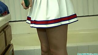 Tight teen cheerleader blows and fucks husband before babysitting gig